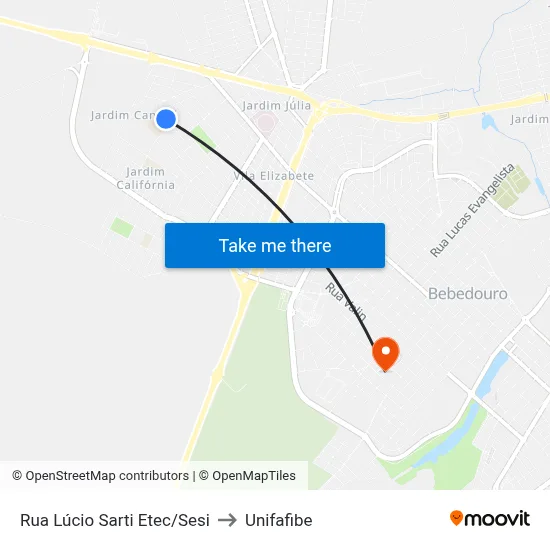 Rua Lúcio Sarti Etec/Sesi to Unifafibe map