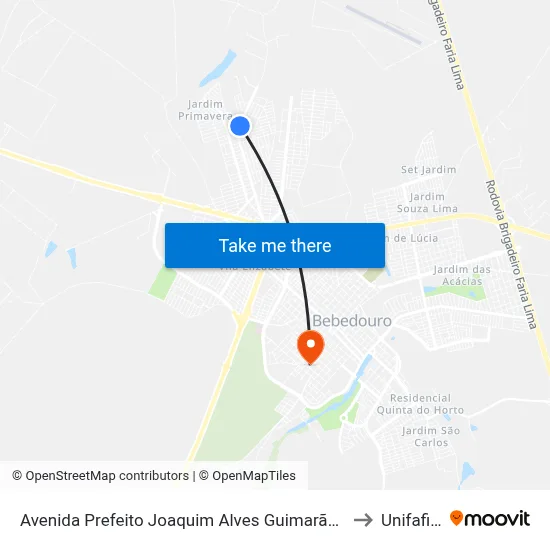Avenida Prefeito Joaquim Alves Guimarães, S/N to Unifafibe map