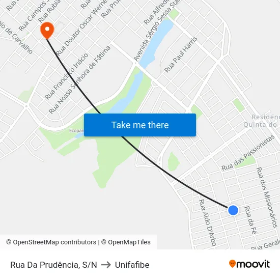 Rua Da Prudência, S/N to Unifafibe map