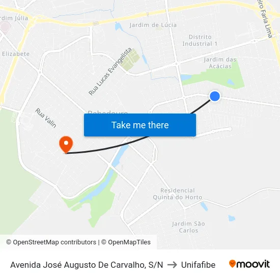 Avenida José Augusto De Carvalho, S/N to Unifafibe map