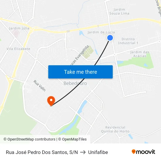 Rua José Pedro Dos Santos, S/N to Unifafibe map