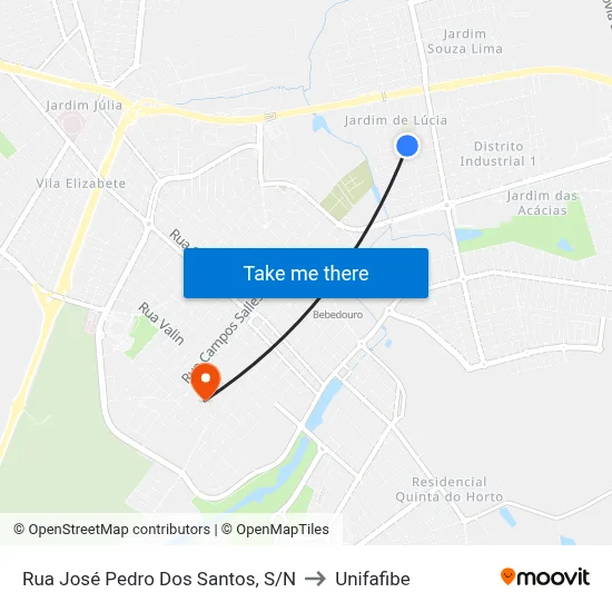 Rua José Pedro Dos Santos, S/N to Unifafibe map