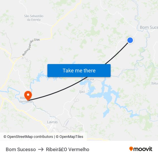 Bom Sucesso to Ribeirã£O Vermelho map