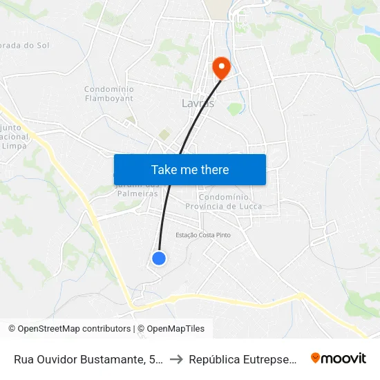 Rua Ouvidor Bustamante, 542 to República Eutrepsemia map