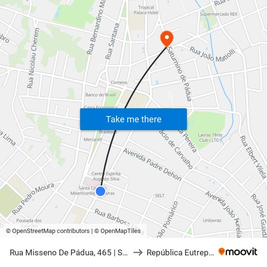 Rua Misseno De Pádua, 465 | Santa Casa to República Eutrepsemia map