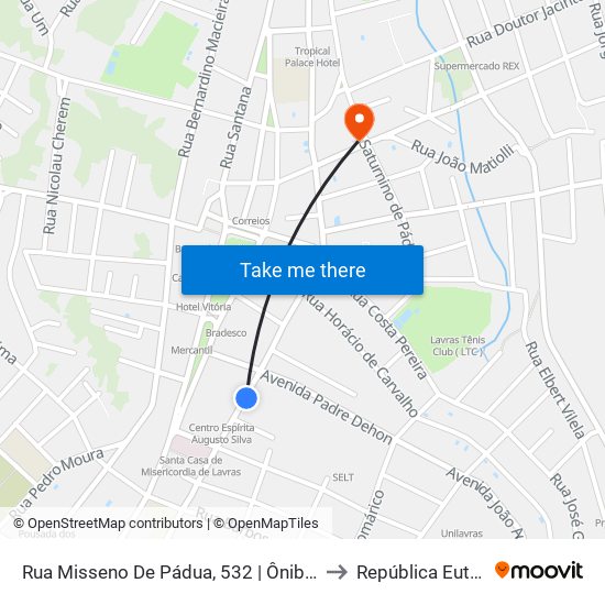Rua Misseno De Pádua, 532 | Ônibus Intermunicipais to República Eutrepsemia map