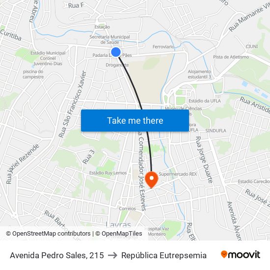 Avenida Pedro Sales, 215 to República Eutrepsemia map
