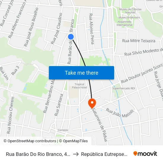 Rua Barão Do Rio Branco, 432 to República Eutrepsemia map