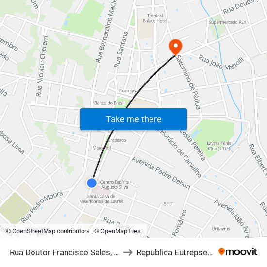 Rua Doutor Francisco Sales, 744 to República Eutrepsemia map