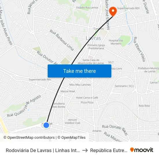Rodoviária De Lavras | Linhas Intermunicipais to República Eutrepsemia map