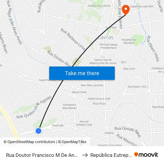 Rua Doutor Francisco M De Andrade, 165 to República Eutrepsemia map
