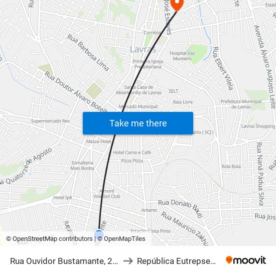 Rua Ouvidor Bustamante, 271 to República Eutrepsemia map