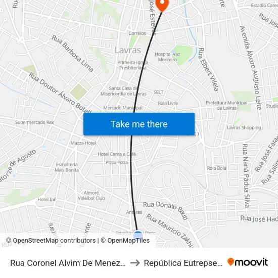 Rua Coronel Alvim De Menezes, 2 to República Eutrepsemia map