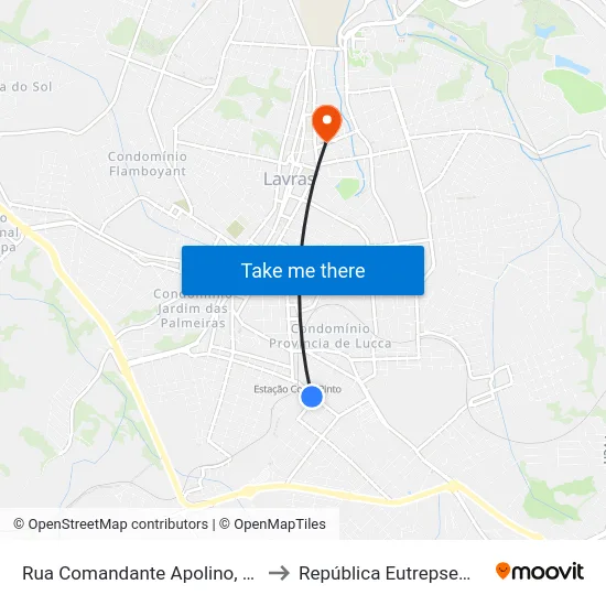 Rua Comandante Apolino, 12 to República Eutrepsemia map