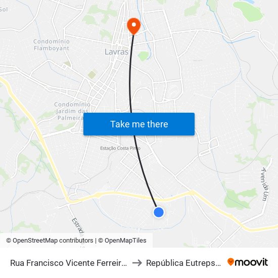 Rua Francisco Vicente Ferreira, 294 to República Eutrepsemia map
