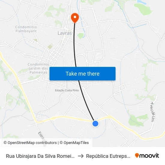Rua Ubirajara Da Silva Romeiro, 35 to República Eutrepsemia map