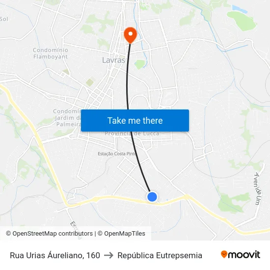 Rua Urias Áureliano, 160 to República Eutrepsemia map