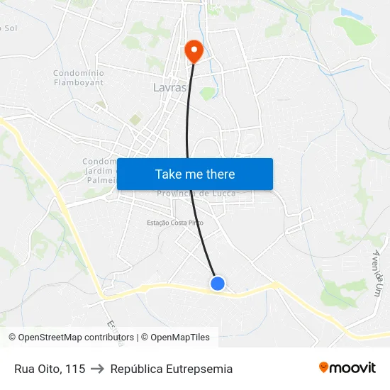 Rua Oito, 115 to República Eutrepsemia map