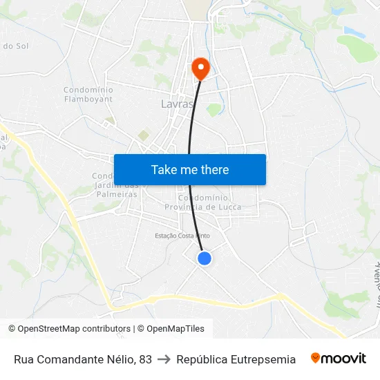 Rua Comandante Nélio, 83 to República Eutrepsemia map