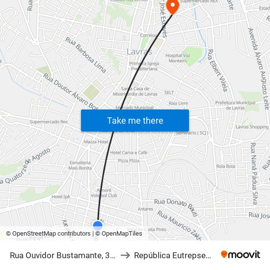 Rua Ouvidor Bustamante, 317 to República Eutrepsemia map