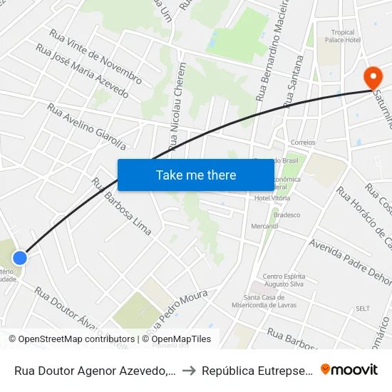 Rua Doutor Agenor Azevedo, 192 to República Eutrepsemia map