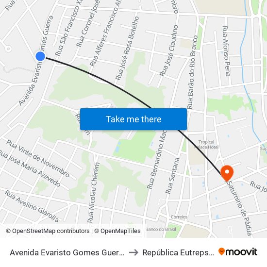 Avenida Evaristo Gomes Guerra, 744 to República Eutrepsemia map