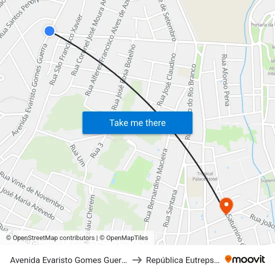 Avenida Evaristo Gomes Guerra, 498 to República Eutrepsemia map