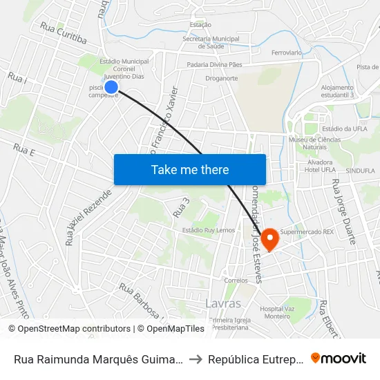 Rua Raimunda Marquês Guimarães, 351 to República Eutrepsemia map