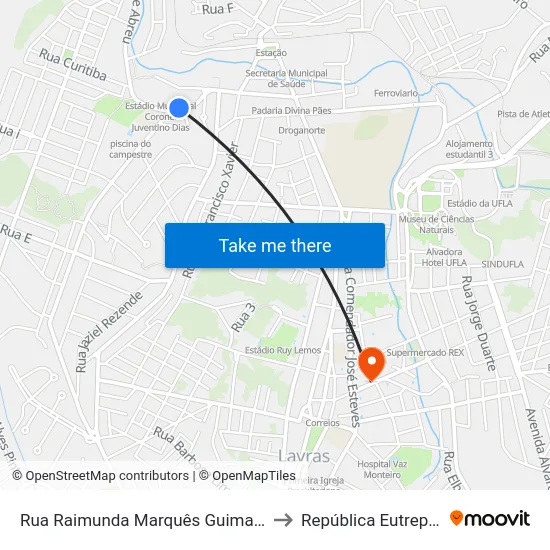 Rua Raimunda Marquês Guimarães, 161 to República Eutrepsemia map