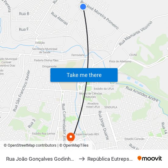 Rua João Gonçalves Godinho, 299 to República Eutrepsemia map