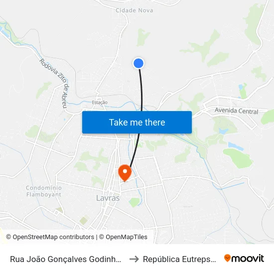 Rua João Gonçalves Godinho, 423 to República Eutrepsemia map