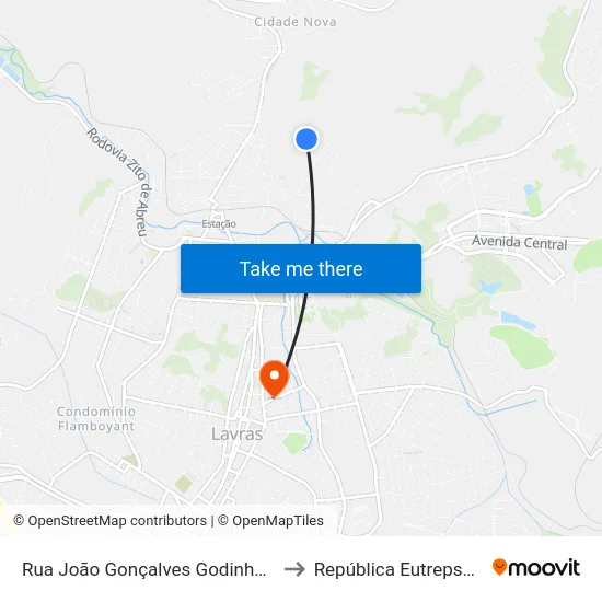 Rua João Gonçalves Godinho, 434 to República Eutrepsemia map