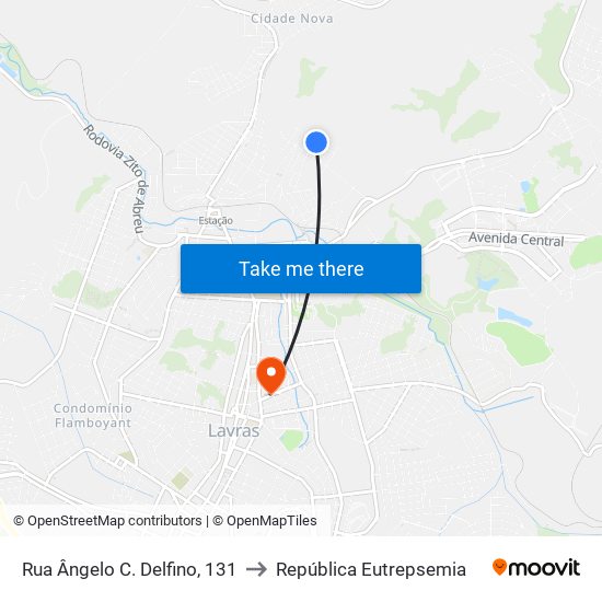 Rua Ângelo C. Delfino, 131 to República Eutrepsemia map