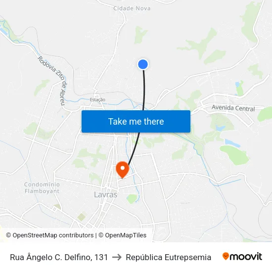 Rua Ângelo C. Delfino, 131 to República Eutrepsemia map