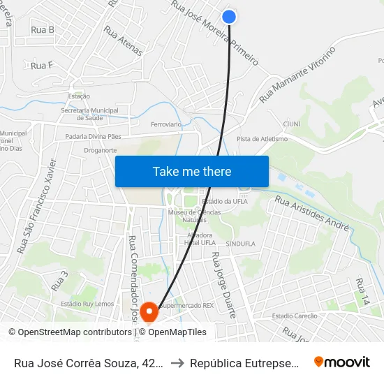 Rua José Corrêa Souza, 429a to República Eutrepsemia map