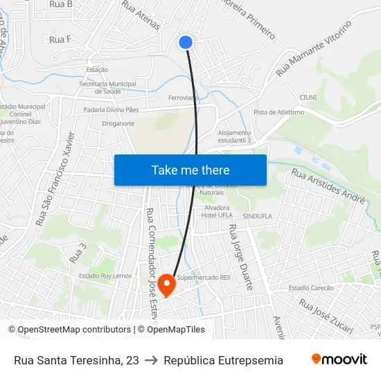 Rua Santa Teresinha, 23 to República Eutrepsemia map