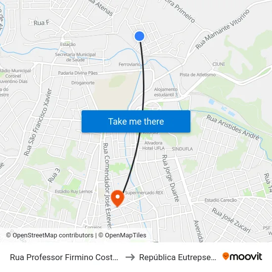 Rua Professor Firmino Costa, 99 to República Eutrepsemia map