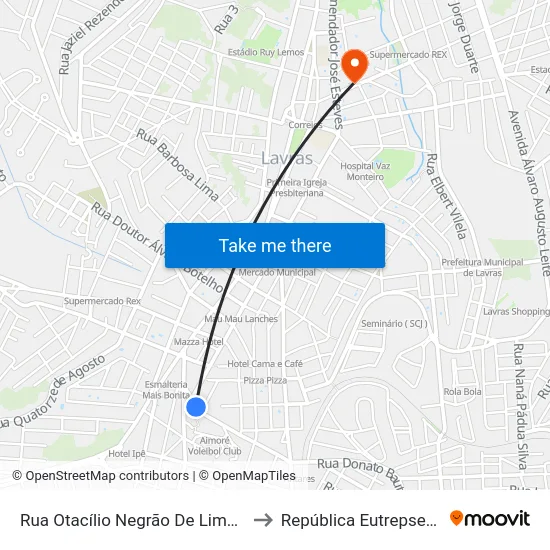 Rua Otacílio Negrão De Lima, 98 to República Eutrepsemia map