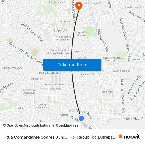 Rua Comandante Soares Júnior, 230 to República Eutrepsemia map