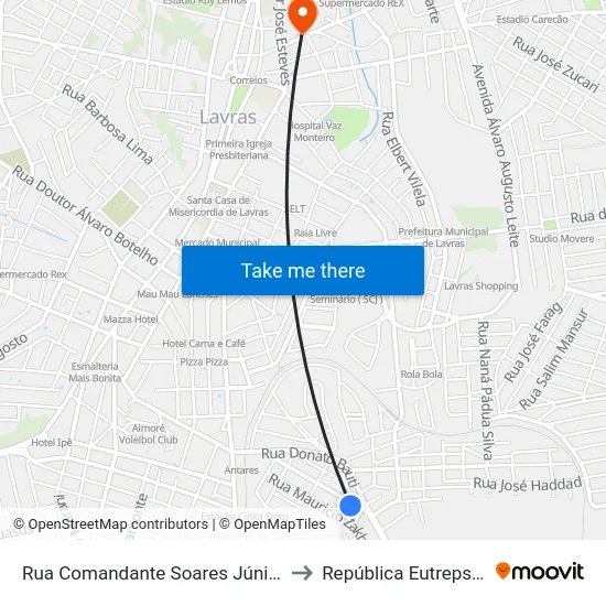 Rua Comandante Soares Júnior, 362 to República Eutrepsemia map