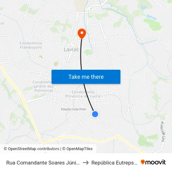 Rua Comandante Soares Júnior, 725 to República Eutrepsemia map