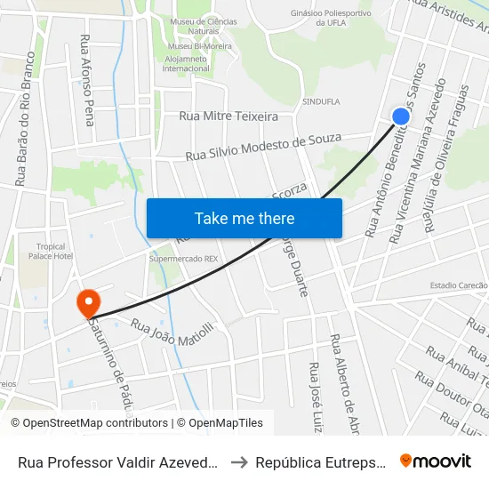 Rua Professor Valdir Azevedo, 145 to República Eutrepsemia map