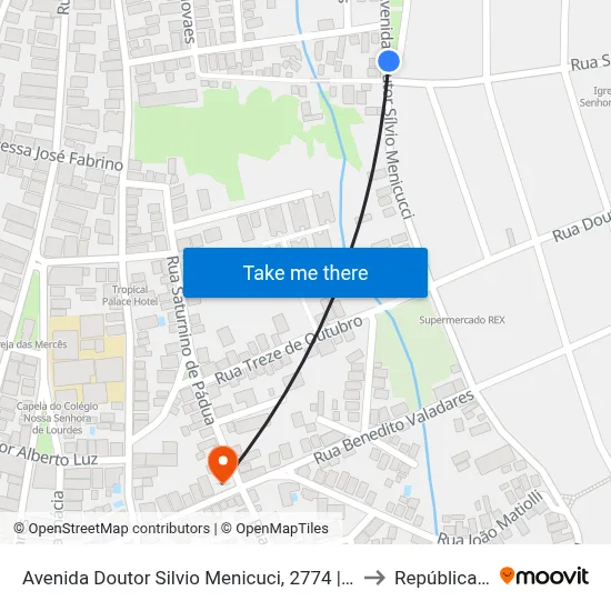 Avenida Doutor Silvio Menicuci, 2774 | Centro De Especialidades Odontológicas to República Eutrepsemia map