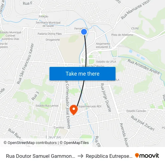 Rua Doutor Samuel Gammon, 155 to República Eutrepsemia map