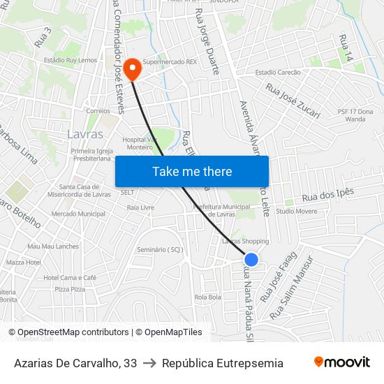 Azarias De Carvalho, 33 to República Eutrepsemia map