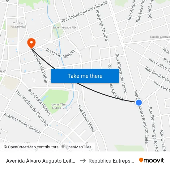 Avenida Álvaro Augusto Leite, 390 to República Eutrepsemia map