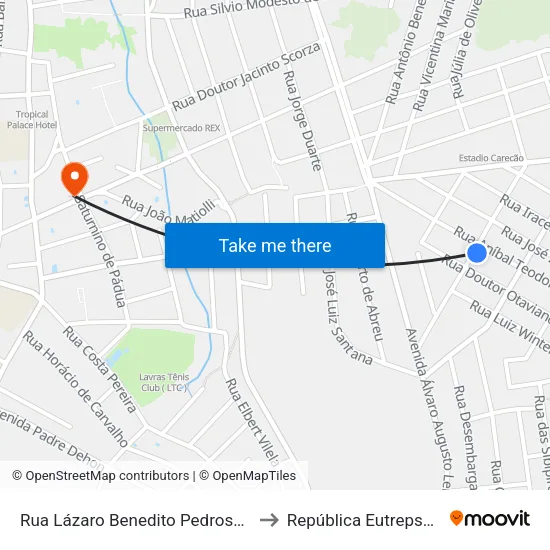 Rua Lázaro Benedito Pedrosa, 205 to República Eutrepsemia map