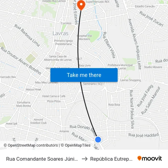 Rua Comandante Soares Júnior, 481a to República Eutrepsemia map