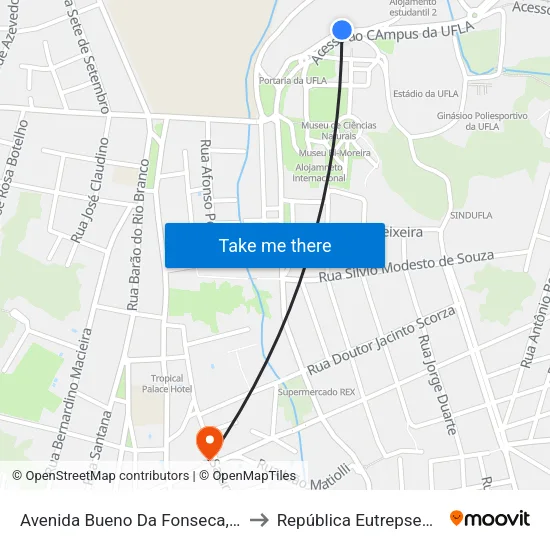 Avenida Bueno Da Fonseca, 39 to República Eutrepsemia map