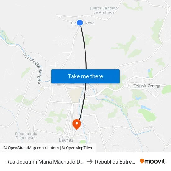 Rua Joaquim Maria Machado De Assis, 45 to República Eutrepsemia map